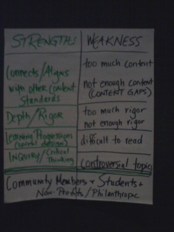 A summary of comments on the NGSS from community members, students, nonprofits and philanthropic groups.