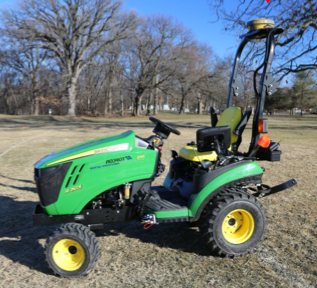 The automated phenotyping robot, or as I call it, the zombie garden tractor: RTK-GPS, autosteer system, multiple 3-D digital camera. 